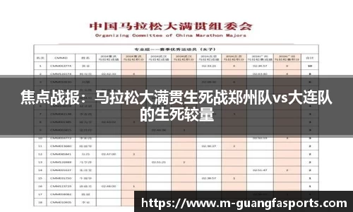 焦点战报：马拉松大满贯生死战郑州队vs大连队的生死较量