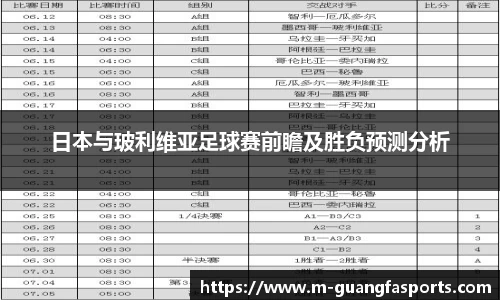 日本与玻利维亚足球赛前瞻及胜负预测分析